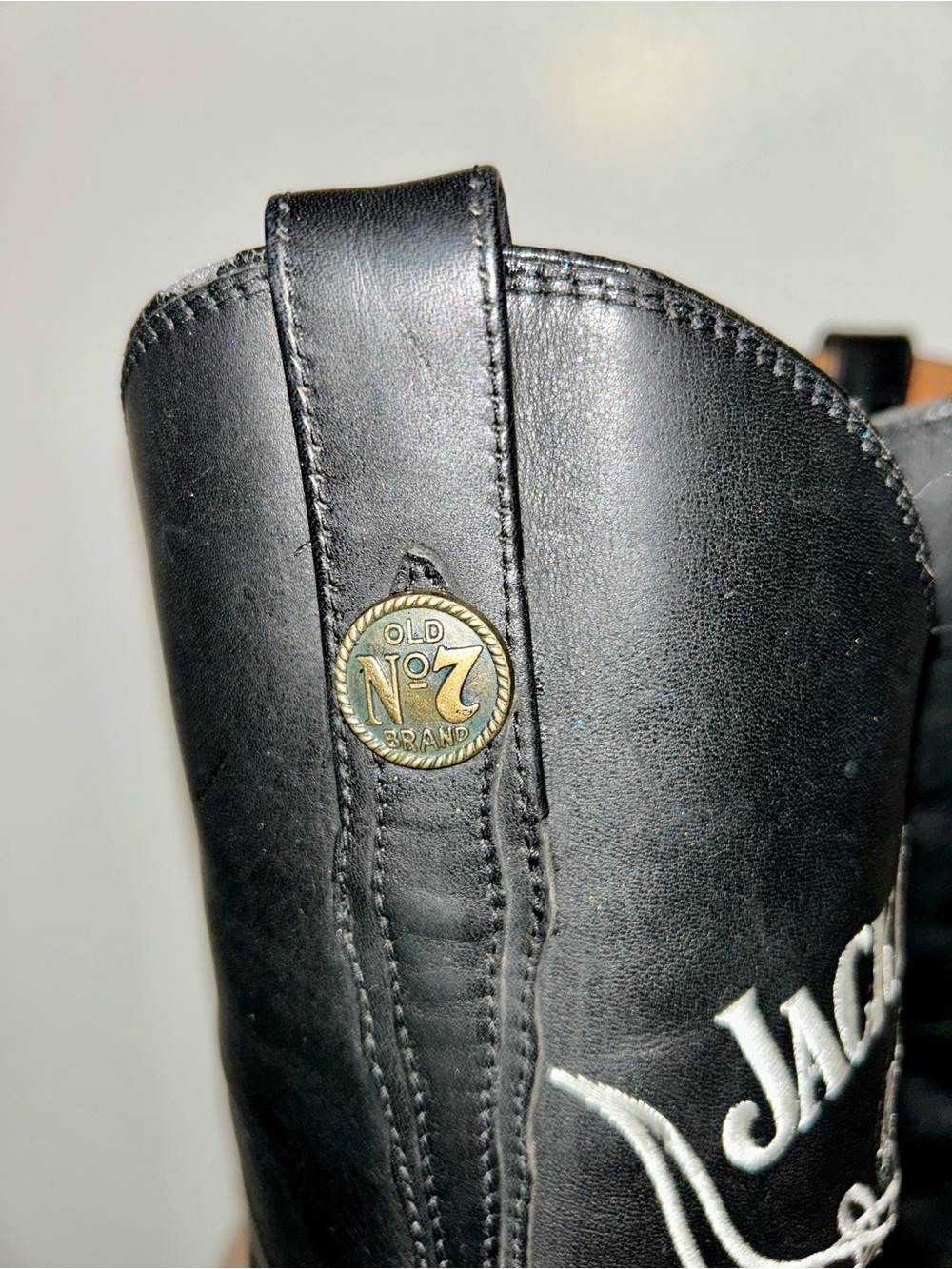 Jack Daniel's Old No. 7 Black Leather Harness Cowboy Boots. Vintage, size 9EE - Picture 7 of 15